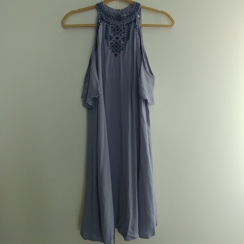Knox Rose Blue Boho Cold Shoulder Dress